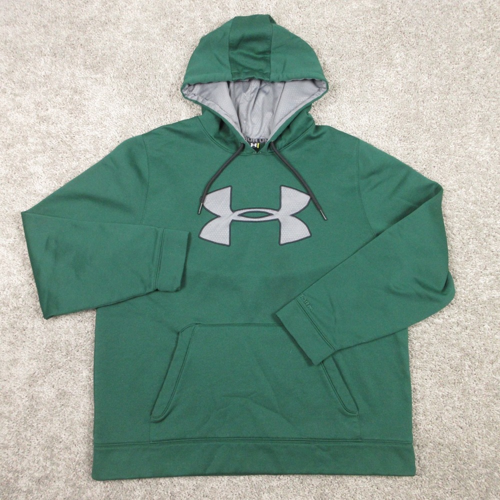 Under Armour Sweater Mens XL Green Solid Storm Fleece Pullover Hoodie Sweatshirt